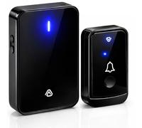 Vlectro Extra Loud Wireless Doorbell - Battery Operated Door Bell with LED Indicator, Long Range, Waterproof Button, Plug-in Receivers, Flashing Visual Alert, Home or Office - (1, Black)