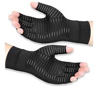 Vlela Copper Arthritis Compression Gloves for Women Men Relieve Hand Pain Swelling Carpal Tunnel Fingerless Typing Joint Support XL, Black, XL (1 Paar)
