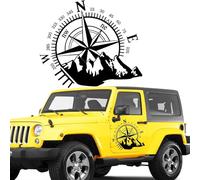 VLFLG Car Decal Compass with Mountain, Hood Sticker Waterproof Vinyl, Car Side Decal and Graphic, Compass Hood Decal for RV Truck SUV, Car Exterior Decoration 1 PCS, Black