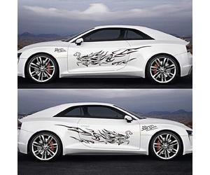 VLFLG Dragon Stickers, Car Decals/Graphics, 1 Pairs Car Body Stickers, 1 Dragon Hood Decal & 2 Window Decals/Bumper Stickers - Cool Stickers/Strip Decal for Car, Wall, Boat (Black)