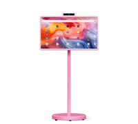 VLH 32 Inch Portable Smart TV, 1080P Touchscreen Android 15 Monitor on Wheels, 5MP Camera, 4-6H Battery, 8+128GB Storage, Voice/Airmouse Remote Control, Rotatable Display for Home/Office/Outdoor