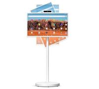 VLH 32 Inch Portable Smart TV, 1080P Touchscreen Android 15 Monitor on Wheels, 5MP Camera, 4-6H Battery, 8+128GB Storage, Voice/Airmouse Remote Control, Rotatable Display for Home/Office/Outdoor