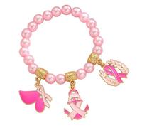 VlHpnpe Breast Cancers Adjustable Beaded Design with Symbolic Ribbon Wheat Alloy Charm Women Breast Cancers Awareness Beaded