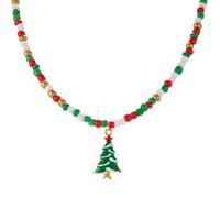 VlHpnpe Christmas Pendant Necklace Featuring Snowflake & Charms, Beaded Holiday Accessory for Exchange Holiday Beaded Accessory