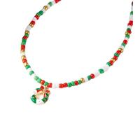 VlHpnpe Christmas Pendant Necklace Featuring Snowflake & Charms, Beaded Holiday Accessory for Exchange Holiday Beaded Accessory
