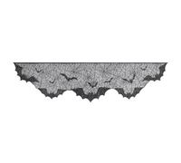 VlHpnpe Elegant Halloween Lace Mantle Scarf With Spiderweb And Bat Motifs Black Halloween Mantle Scarf 200x50cm Bat Lace Decors