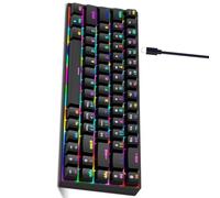 VlHpnpe Ergonomic Color Keyboard Hot Swappable Red/Brown Switches 19 Dynamic Light Effects Portable Layout For PC Corded Color Keyboard Detachable Cable
