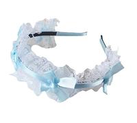 VlHpnpe Girl Ruffle Lace Headband With Ribbon Bowknot Hair Hoop Gorgeous Sweet Headdress Anime Cosplay Accessorie Lace Hair Trim Anime Cosplay Headdress