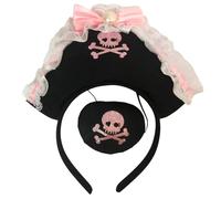 VlHpnpe Halloween Maid Pirate Headpiece For Party Birthday Hairbands Stage Headwear Photo Props Eyepatch Headband For Girls