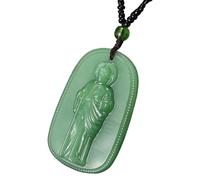VlHpnpe Handcrafted Buddhas Charm Necklace in Beautiful Faux Jades Valuable Stone Protective Amulet for Peace and Good Fortunes Spiritual Jewelry