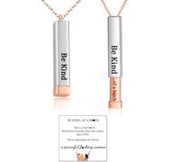 VLIEGEN Be Kind Of A B Necklaces, Square Tubes Pendant with Hidden Message Stainless Steel Band Friendship To Best Friends Sorority Sisters Inspirational Gift Jewelry for Women, Small, Stainless Steel