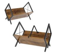 Vlihapy 1 Tier Vinyl Record Storage Rack, 80 LP Capacity Retro Album Stand with Anti-Fall Edge, Vinyl Record Storage Holder, Display Stand Shelf for Albums, Magazine, Book, Files - Brown
