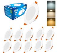 Vlio LED Downlights for Ceiling Dimmable, 5W Recessed Ceiling Lights, Warm White Natural White Cool White Adjustable, 75mm Cut Out, IP44 LED Spot Lights for Bathroom, 10 Pack