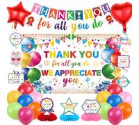Vlipoeasn We Appreciate You Banner Decorations, Colorful Thank You for All You Do Bacdrop Banner Honeycomb Centerpieces, Retirement Office Decor Staff Teachers Professors Doctor Nurses Appreciation