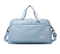 Vllcsla 50L Large Sports Duffel Bag Women with Wet Pocket, Gym Travel Duffel Bags, Expandable 37.7 L to 50.7 L, Ladies Weekend Overnight Bag, Waterproof Swimming Bags Holiday Sport, Light Blue