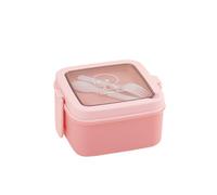 Vllcsla Bento Lunch Box Kids, Square Lunch Box with Compartments for Adults and Kids - 800ml Plastic Food Container with Cutlery, Leak-Proof Lunchbox, Microwave Safe