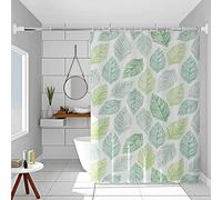 Vllcsla Shower Curtain 200/240 Drop, 200x200 Drop cm, PEVA Extra Long Wet Room Bathtub Curtain, Waterproof Longer Length Bathroom Curtains 180 to 240 cm, Mildew Resistant, Green Leaves