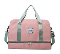 Vllcsla Sports Bag Women 38.4L with Wet Pocket, Shoe Compartment, 50x24x32 cm Large Duffel Travel Bag, Ladies Gym Duffle Weekender Overnight Carry on Bags, Lightweight & Water Repellent, Pink