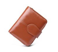 Vllcsla Wallet for Women Small Size Cute, Small Leather Wallet Purses, Ladies Zipper Around Short Purse Clutch, with Photo/ID Window & Zip Coin, Compact, Bi-fold (Brown)
