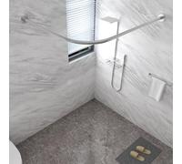 Vllentin L Shaped Shower Curtain Rail,Extendable Curved Curtain Pole,Shape Bathtub Corner Rail,Stainless Steel,Wall Mounted,For Bathroom,Bathtub,Clothing Store,Locker Rooms,Private Space