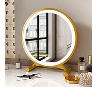 Vllentin Mirror With Lights,Vanity Mirror With Lights,Shaving Mirrors Free Standing,circle,3 Color Light,Touch Switch Adjustable Brightness,for Dressing Table Bathroom Desk