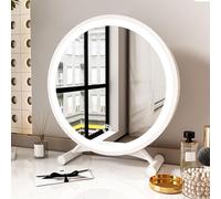 Vllentin Mirror With Lights,Vanity Mirror With Lights,Shaving Mirrors Free Standing,circle,3 Color Light,Touch Switch Adjustable Brightness,for Dressing Table Bathroom Desk