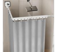 Vllentin Shower Curtain Rail With Suction Cups,Foldable Wall Mounted Shower Curtain Rod,Punch-Free Suction Cup,Waterproof,Flexible Adjustment,For Bathrooms,Clothing Stores