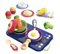 Vllold Toddler Cooking Set - Pretend Play Food Set with Sound and Light - Cartoon Interactive Educational Toy for Nursery Children Kindergarten Birthday Girls Kids