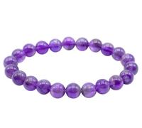 VLNET | 6mm or 8mm Natural Amethyst Stone Stretch Bracelet | Calming Protective, Spiritual Properties | One Size Adjustable, Taglia Unica, Stone, Amethyst