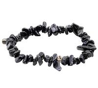 VLNET ® | Mexican Black Obsidian Natural Stone Stretch Bracelet | Properties: Protective Shield Against Negative Energies, Healing Stone| One Size Adjustable | Unisex