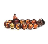 VLNET | Original Tamashii Natural Amber Bracelet 8 mm | Handmade in Tibet | Blessed by Tibetan Monks, Taglia Unica, Sterling Silver Cotton, No Gemstone, Taglia Unica, Sterling Silver Cotton, No