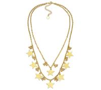 VLNET Vestopazzo Necklace 2 Strands Made of Recycled Brass with Star Pendant Chain Length 50 + 6.5 cm Handmade Taglia unica, Brass, No Gemstone, Taglia unica, Brass, No Gemstone
