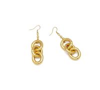 Vlnet Westopuck DD16157 Snake Chain Earrings | Hanging Double Ring Braided | Recycled Brass | Handmade | Nickel Tested