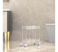 VLOBAOM 2-4-Tier Rolling Storage Cart with Lockable Wheels Slim Corner Shelves, Clear Acrylic Multipurpose Shelf Display RackClear,14.6" Lx5.1 Wx14.4 H