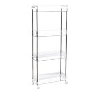 VLOBAOM 3-4-Tier Slim Storage Cart for Narrow Places, 5.1/7.9in Mobile Acrylic Rolling Carts with Wheels, Storage Utility Shelves UnitClear, 14.6" Lx7.9 Wx24.6 H
