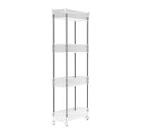 VLOBAOM Acrylic Slim Rolling Storage Cart, 4-Tier Standing Shelf Organizer for Narrow Space, Small Corner Shelf with Lockable WheelsClear,5.1" W