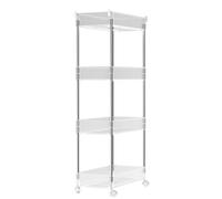 VLOBAOM Acrylic Slim Rolling Storage Cart, 4-Tier Standing Shelf Organizer for Narrow Space, Small Corner Shelf with Lockable WheelsClear, 7.9" W