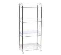 VLOBAOM Clear Slim Rolling Storage Cart, 5.3in Acrylic Bathroom Shelf with Lockable Wheels, 4-Tier Mobile Shelving Unit OrganizerClear,15" Lx5.3 Wx33.9 H
