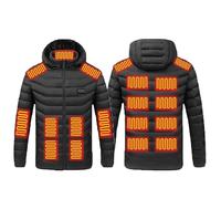 VLOBAOM Electric Heated Jacket for Men Women Lightweight 19 Heating Zones Warm Jackets with Detachable Hood Outdoor HuntingBlack,3XL