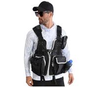 VLOBAOM Fly Fishing Vest Adjustable Length And Waist for Outdoors Fishing Floating Swim Vest Water Sports Multi-pocket Safety Jacket Black, XL
