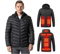 VLOBAOM Heated Jacket for Men USB Electric Heating Jackets Warm Hooded Coats with 9 Heating ZonesBlack,M