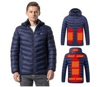 VLOBAOM Heated Jacket for Men USB Electric Heating Jackets Warm Hooded Coats with 9 Heating ZonesBlue,4XL