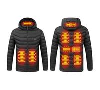 VLOBAOM Mens Heated Jacket with Double Control 9 Heating Zones Soft Shell Electric Heating Coat for Skiing Hiking CampingBlack,S