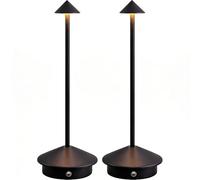 Vlocky 2 Pack LED Night Light, Rechargeable Cordless Table Lamp, Touch Control Dimmable Bedside Lamp with 3 Color Temperatures, Type-C Charging, Aluminum Waterproof Desk Lamp for Bedroom Living Room