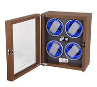 Vlocky Automatic Watch Winder Box 4 Watches Rotator Watch Winder with 4 Rotating Modes, Blue LED Light, Acrylic Window Display Case, for Watch Lovers