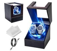 Vlocky Double Watch Winder Box with Mute Japanese Motor, LED Light, Automatic Watch Winder for 2 Watches, 5 Rotation Modes, USB Powered (Carbon Fiber)