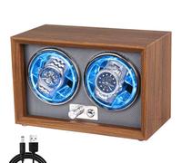 Vlocky Watch Winder for 2 Automatic Watches, Watch Winder Box with Silent Japanese Motor, Soft PU Pillow, 4 Modes Setting, LED Blue Light, Watch Turner Rotator Display Case