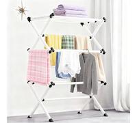 Vlocky White 3-Tier Foldable Clothes Airer, Heavy Duty Drying Rack with Sturdy 4-Leg Base for Organised Laundry & Gentle Fabric Care