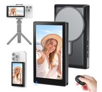 Vlog Selfie Monitor Screen for iPhone & Android - 4K 30fps/1080P Recording, Magnetic Back Camera Monitor with Built-in Speaker, Wireless Screen Mirroring with Remote Control for TikTok Live Stream