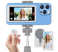 Vlog Selfie Monitor Screen iPhone, 4K 30fps Recording Wireless Screen Mirroring Connection with & Remote Control, Magnetic Back Camera Monitor for Vlog Live Stream TikTok, Compatible with All Phone